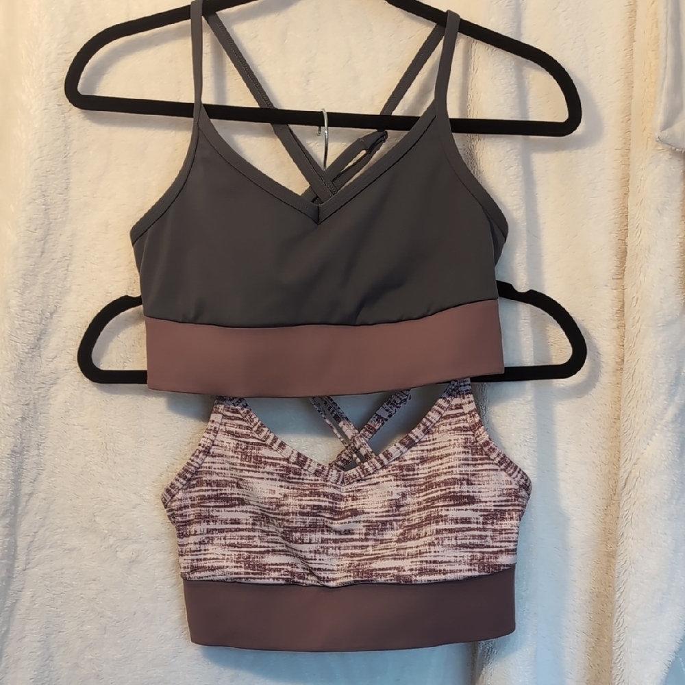 Stylish Strappy Sports Bras in Gray and Brown
